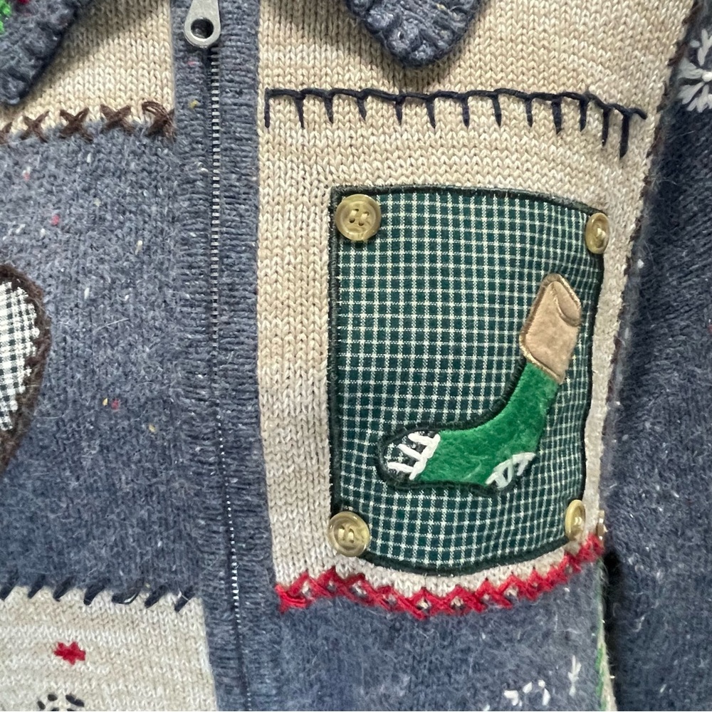 Basic Editions Vintage Patchwork Zip Up Cardigan … - image 3